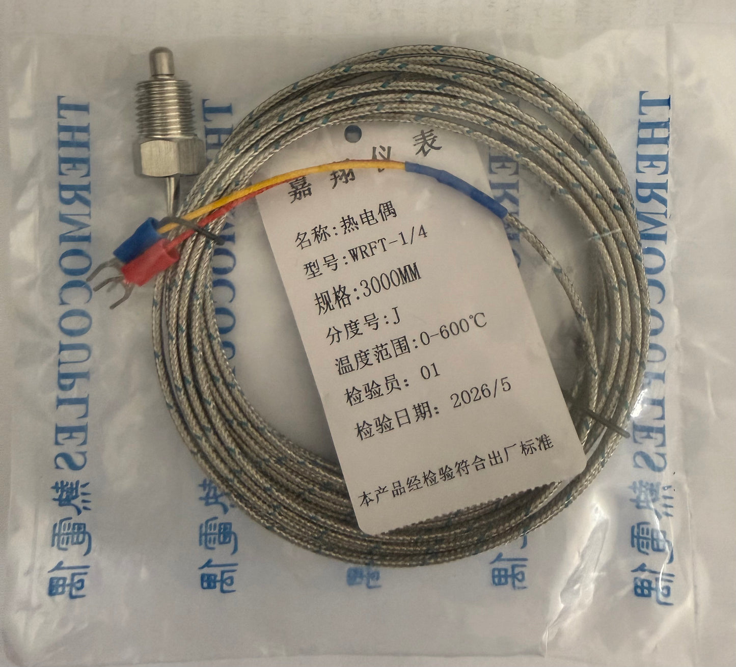 Termocupla tipo J rosca 1/4 cable 3 m